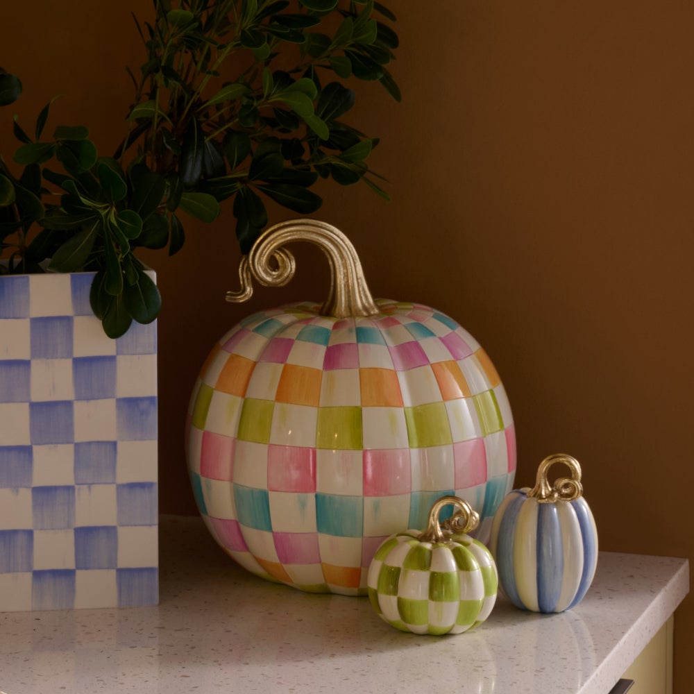 MacKenzie-Childs Multi Check Pumpkin, Medium
