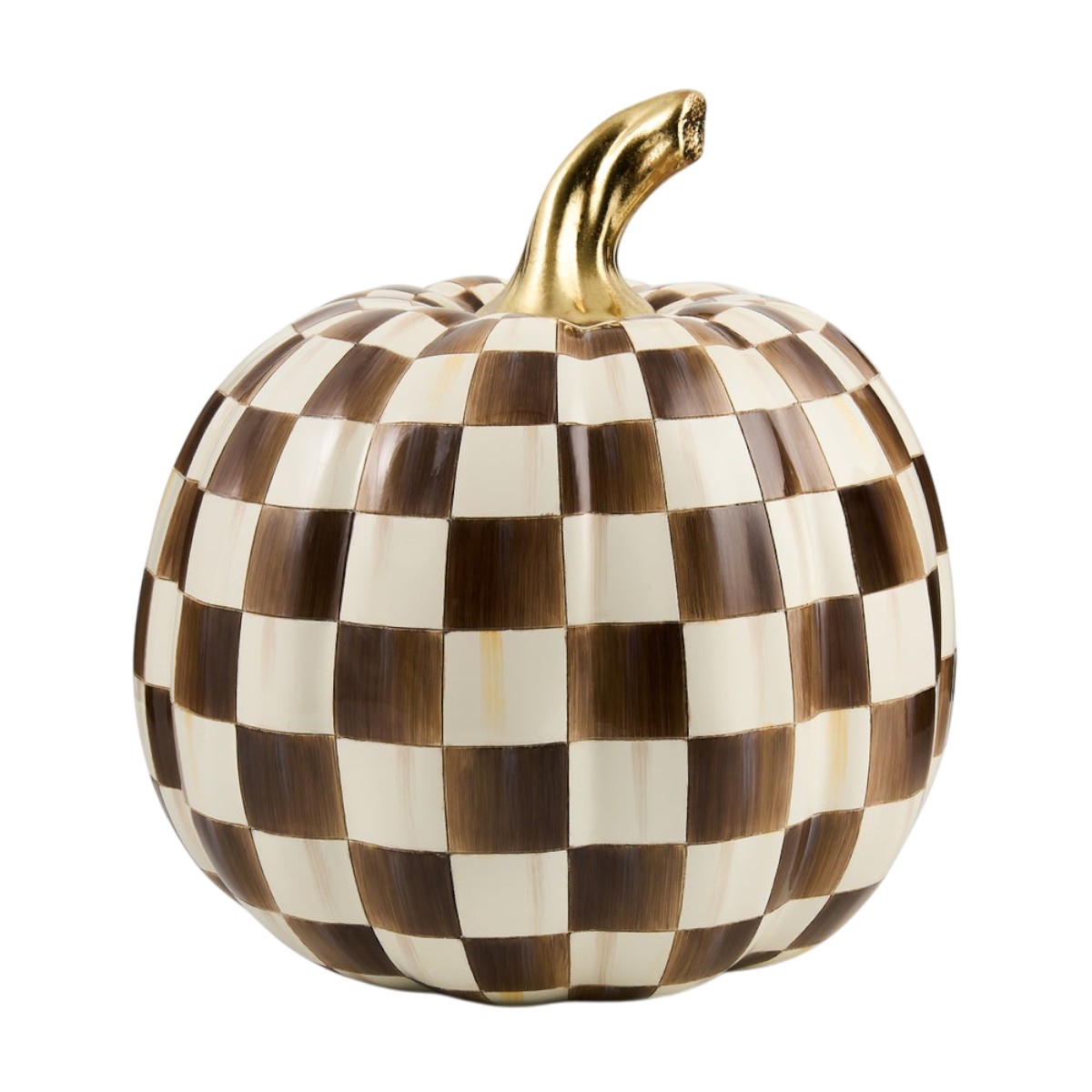 MacKenzie-Childs Chocolate Check Pumpkin, Medium