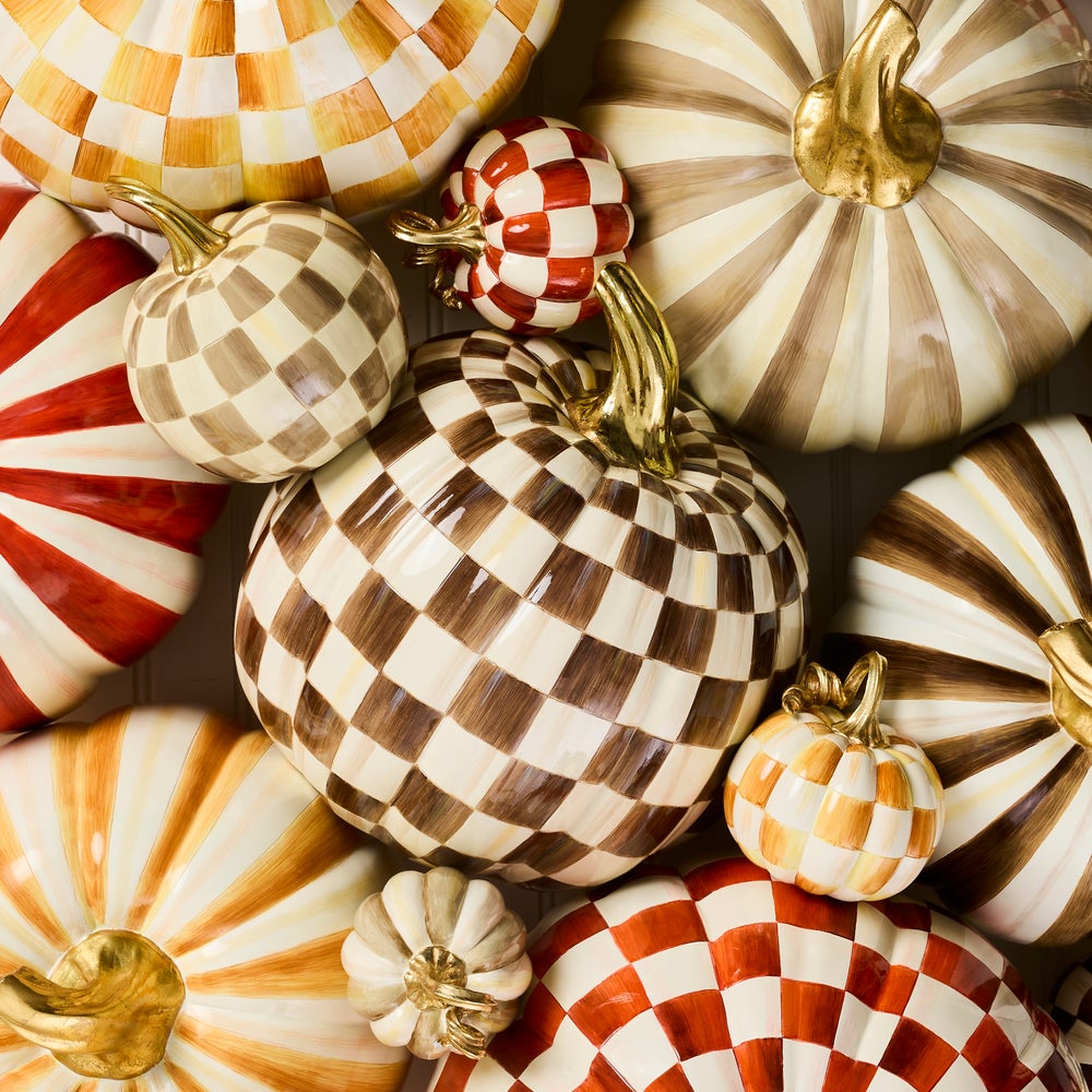 MacKenzie-Childs Chocolate Check Pumpkin, Medium