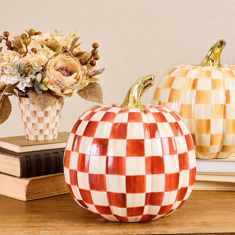 MacKenzie-Childs Paprika Check Pumkin, Medium