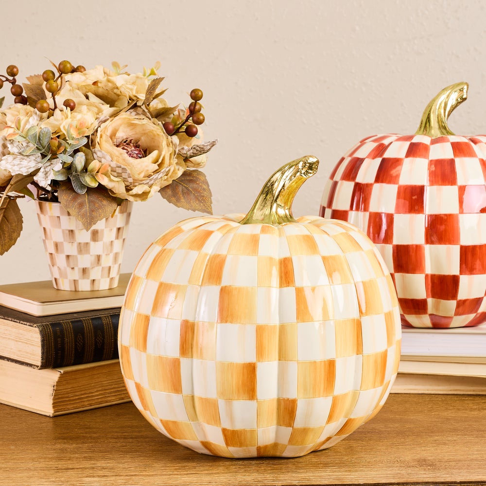 MacKenzie-Childs Amber Check Pumpkin, Medium