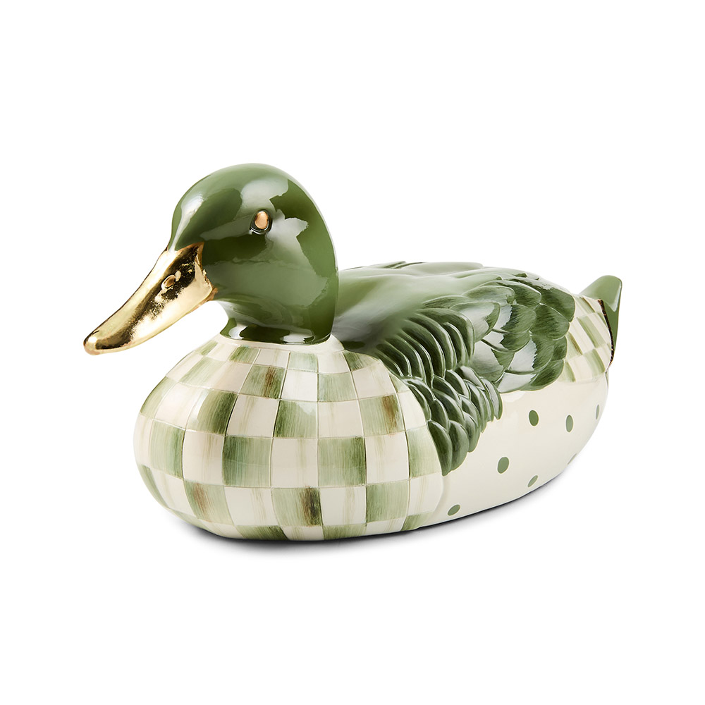 MacKenzie-Childs Mallard Duck Figure, Sage Check