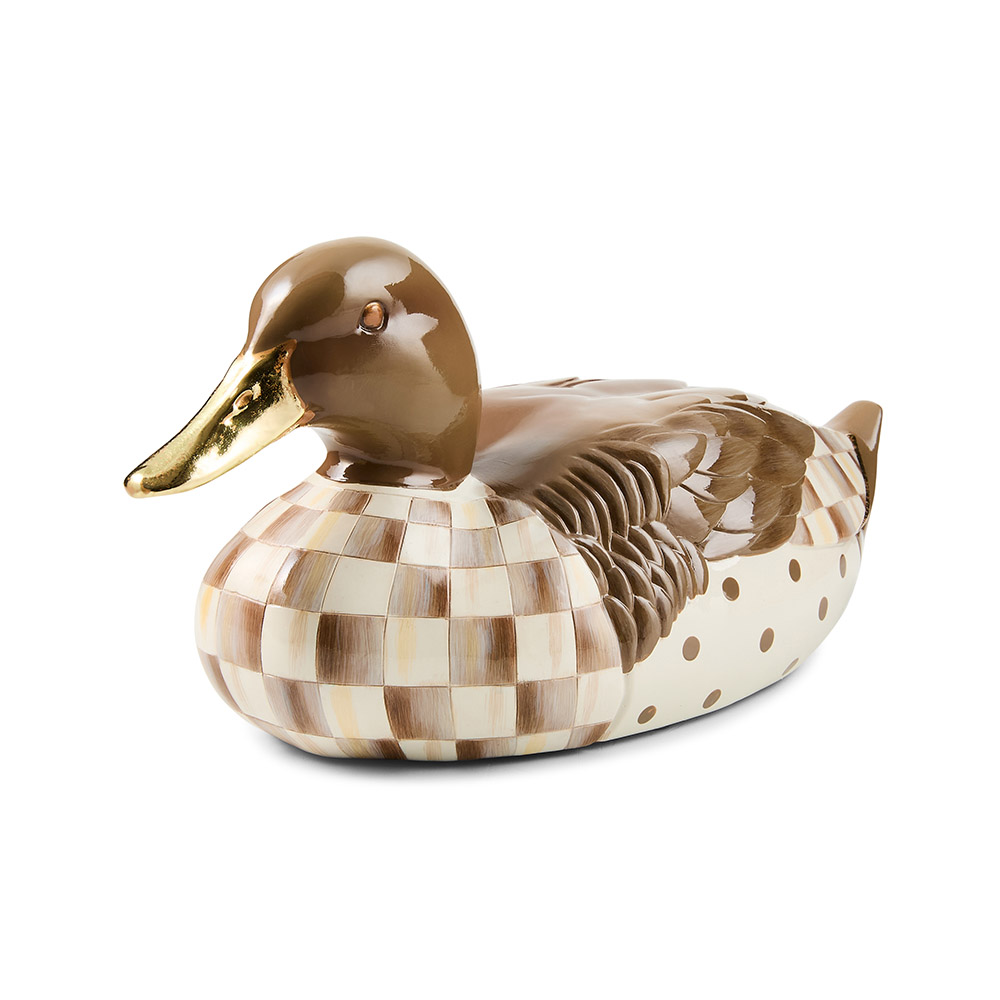 MacKenzie-Childs Mallard Duck Figure, Mocha Check