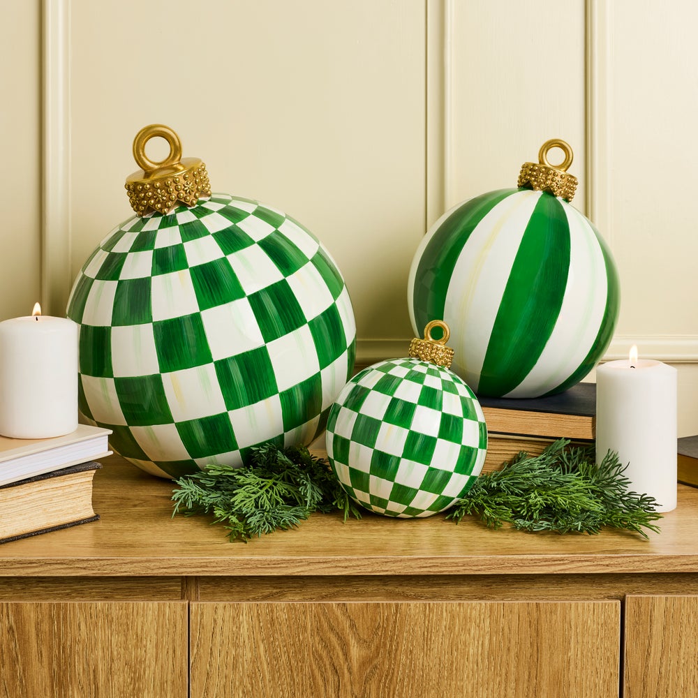 MacKenzie-Childs Green Check Tabletop Ornament, Small