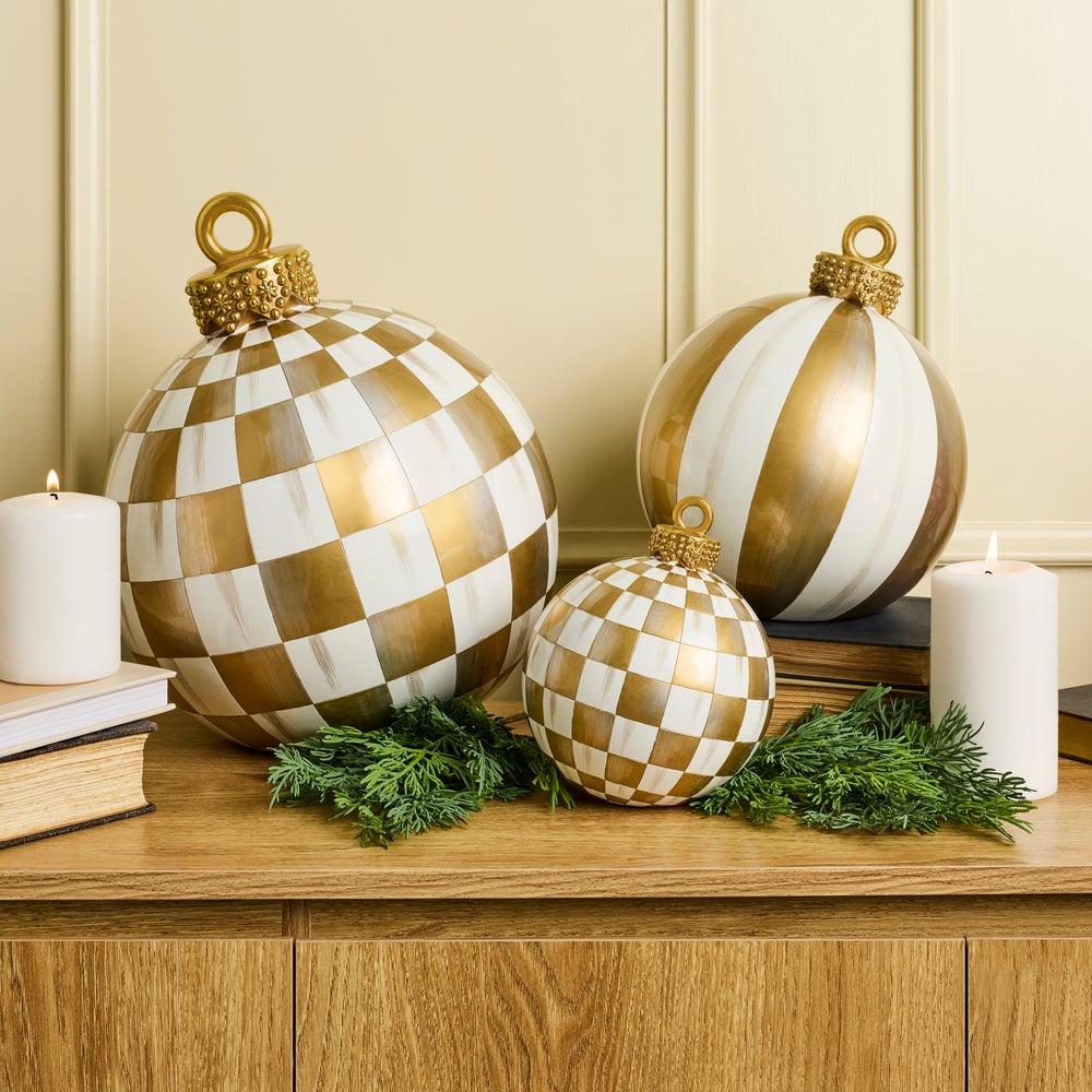 MacKenzie-Childs Gold Check Tabletop Ornament, Small