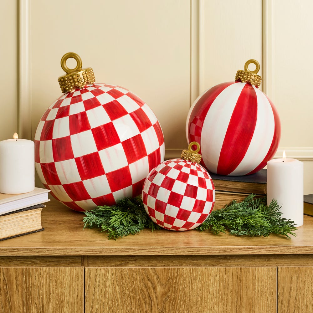 MacKenzie-Childs Red Stripe Tabletop Ornament, Medium