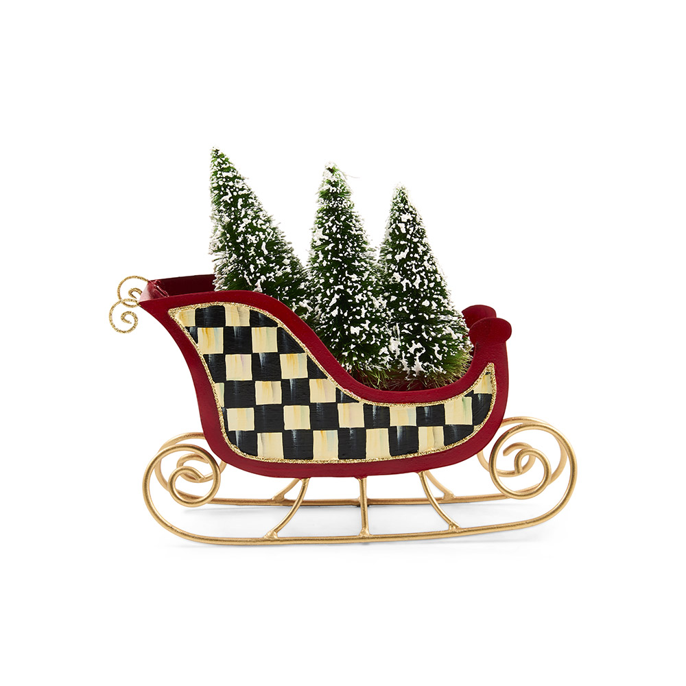 MacKenzie-Childs Merry Christmas Tin Sleigh With Trees