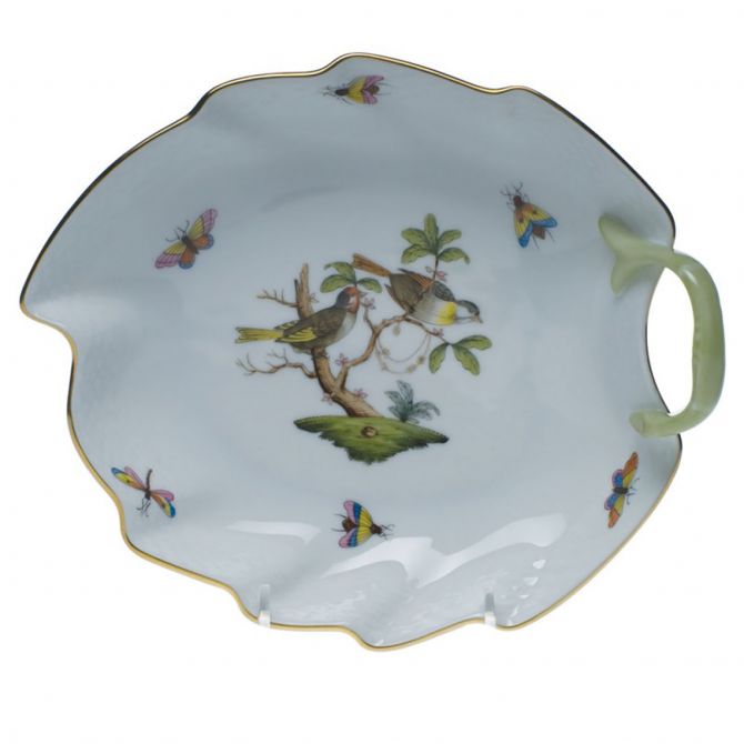 Herend Rothschild Bird Leaf Dish, 7.75"