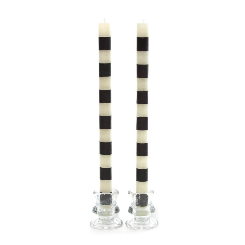 MacKenzie-Childs Black bands Dinner Candles, Set of 2