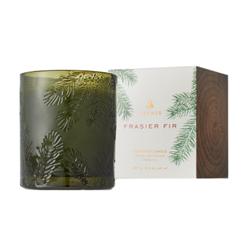 Thymes Frasier Fir Green Glass Candle, 6.5oz