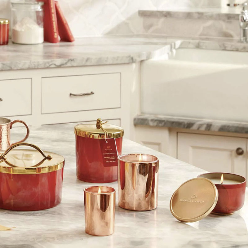Thymes Simmered Cider Candle Tin with Gold Lid