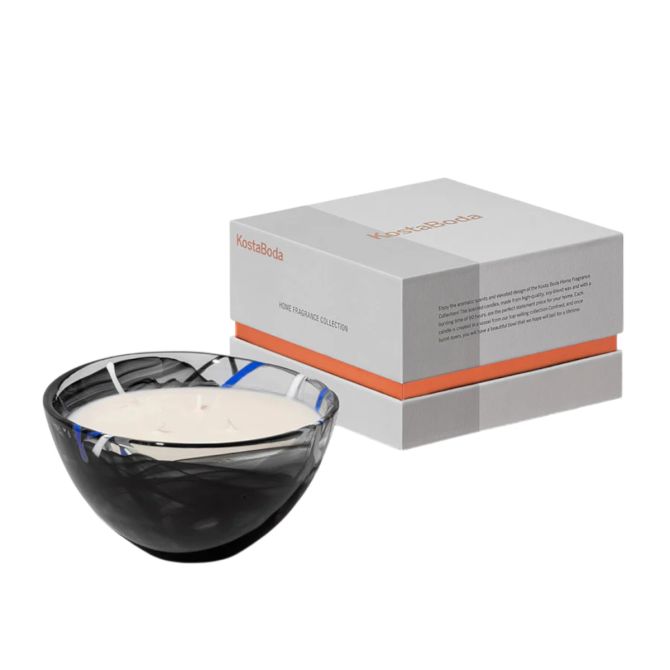 Kosta Boda Contrast Black Candle, Blushing Pink