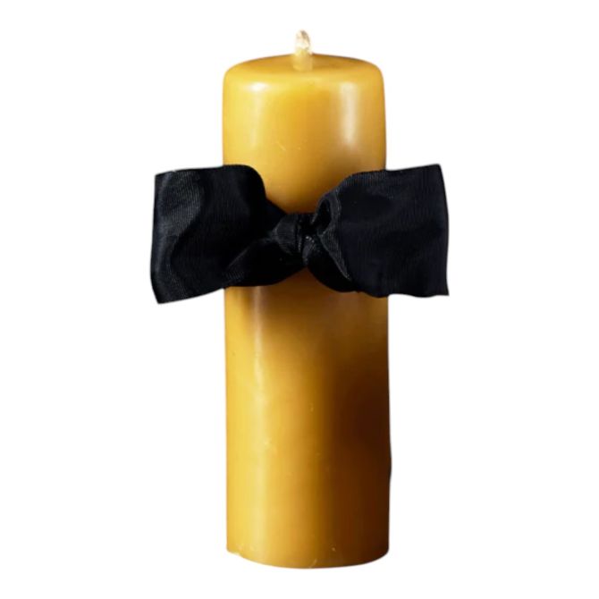 Match Gold Beeswax Smooth Pillar Candle, 6"