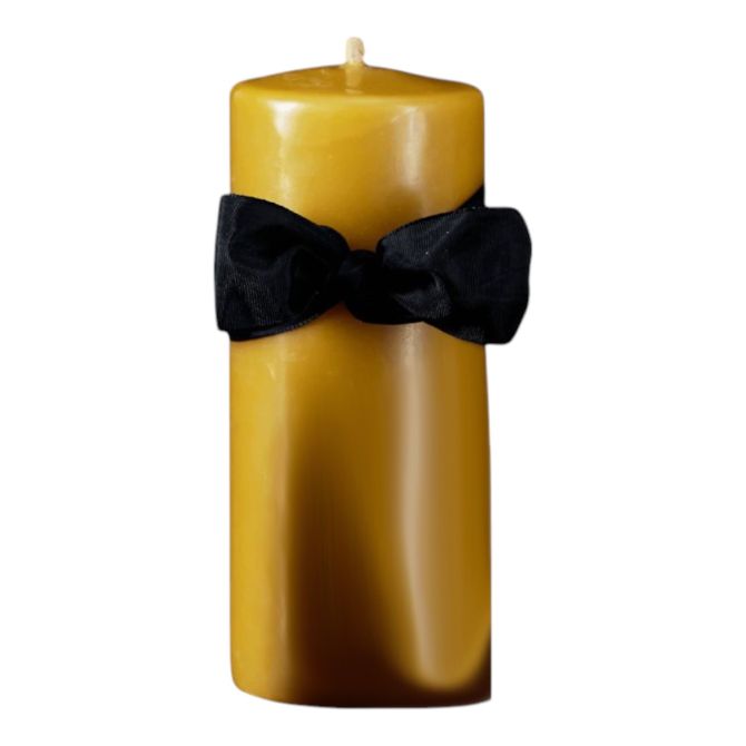 Match Gold Beeswax Smooth Pillar Candle, 7"