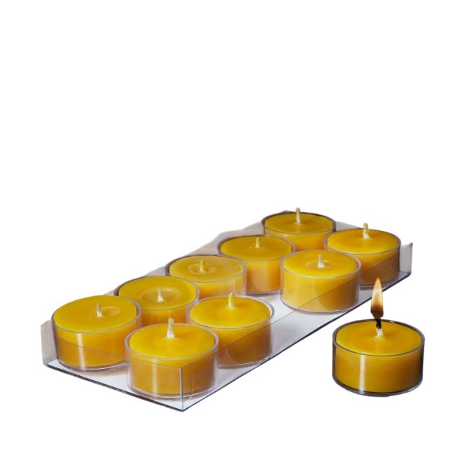 Match Beeswax Gold Tea Light Candles, Set of 10
