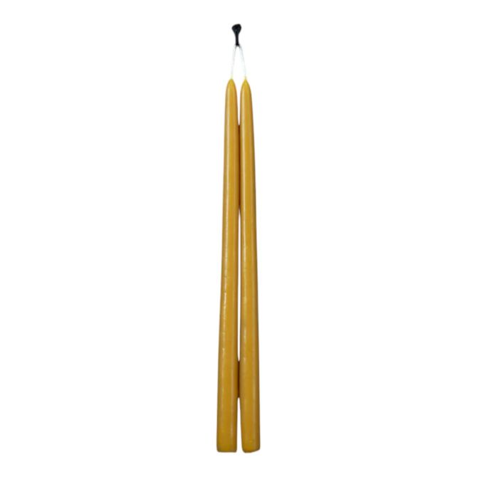 Match Gold Beeswax Smooth Pillar 12" Candle, Pair