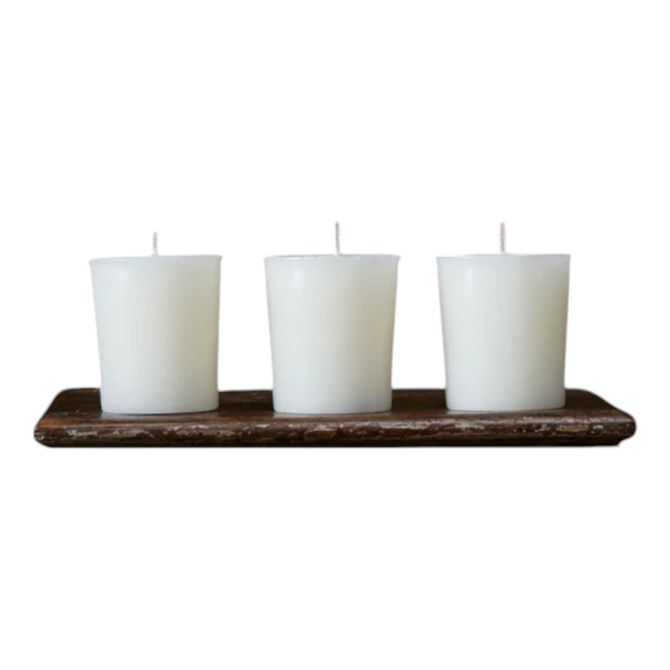 Match Beeswax Set of 3 Votives, Ivory