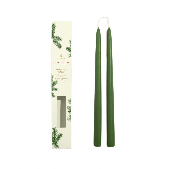 Thymes Frasier Fir 12" Taper Candles, Set of 2