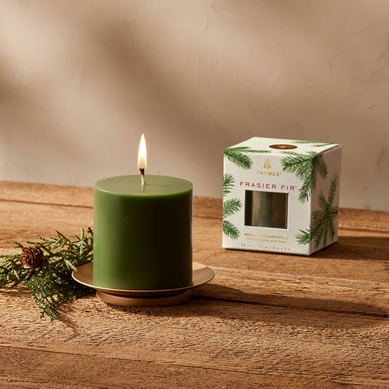 Thymes Frasier Fir Pillar Candle, Small