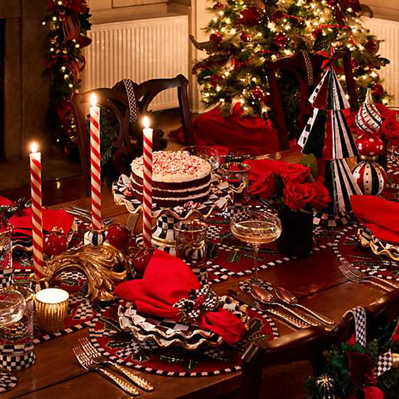 MacKenzie-Childs Candy Cane Dinner Candles, Set of 2