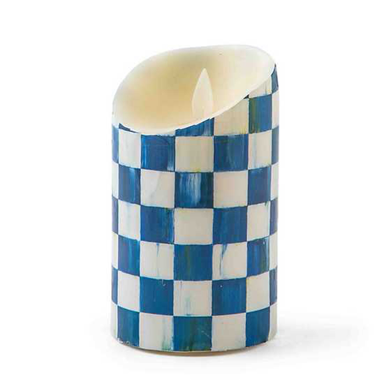 MacKenzie-Childs Royal Check Flicker Pillar Candle, 5
