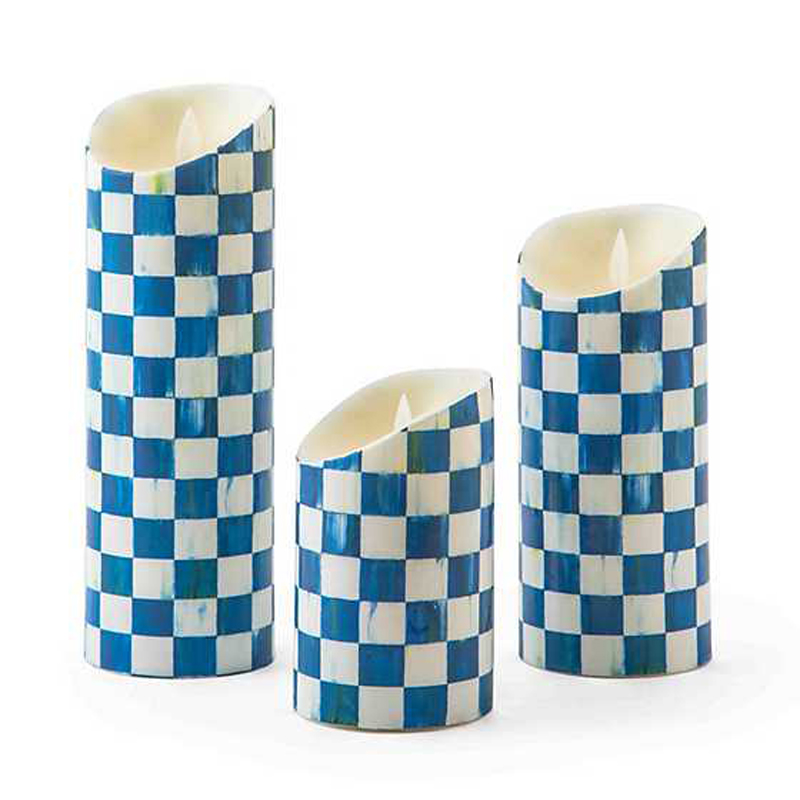 MacKenzie-Childs Royal Check Flicker Pillar Candle, 5