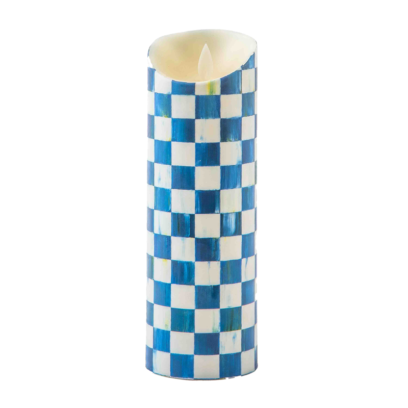 MacKenzie-Childs Royal Check Flicker Pillar Candle, 9