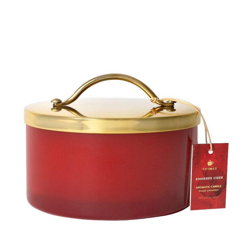 Thymes Simmered Cider Harvest Red 4 Wick Candle, 21oz