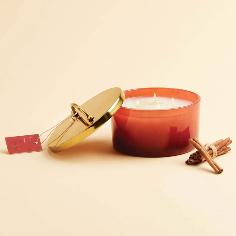 Thymes Simmered Cider Harvest Red 4 Wick Candle, 21oz