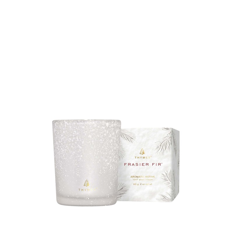 Thymes Frasier Fir Flocked Candle Votive