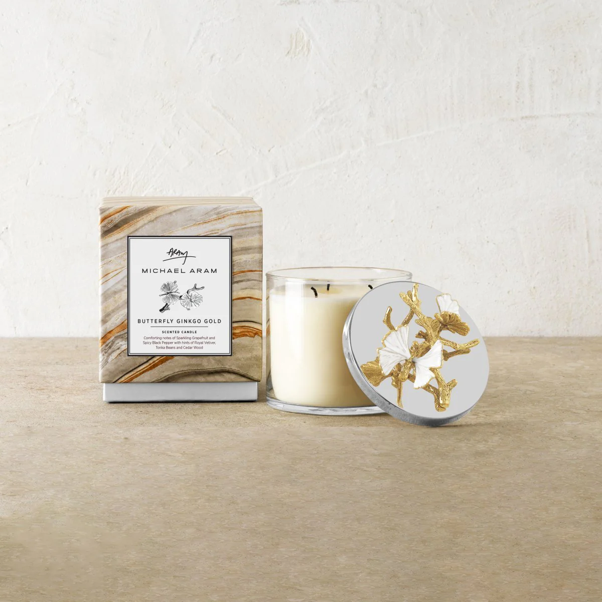 Michael Aram Butterfly Ginkgo Yellow Gold Candle