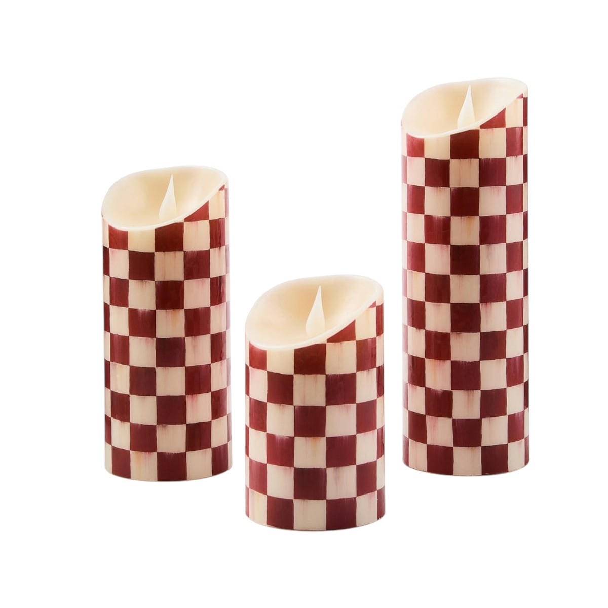 MacKenzie-Childs Cherry Check Flameless Pillar Candle, 7