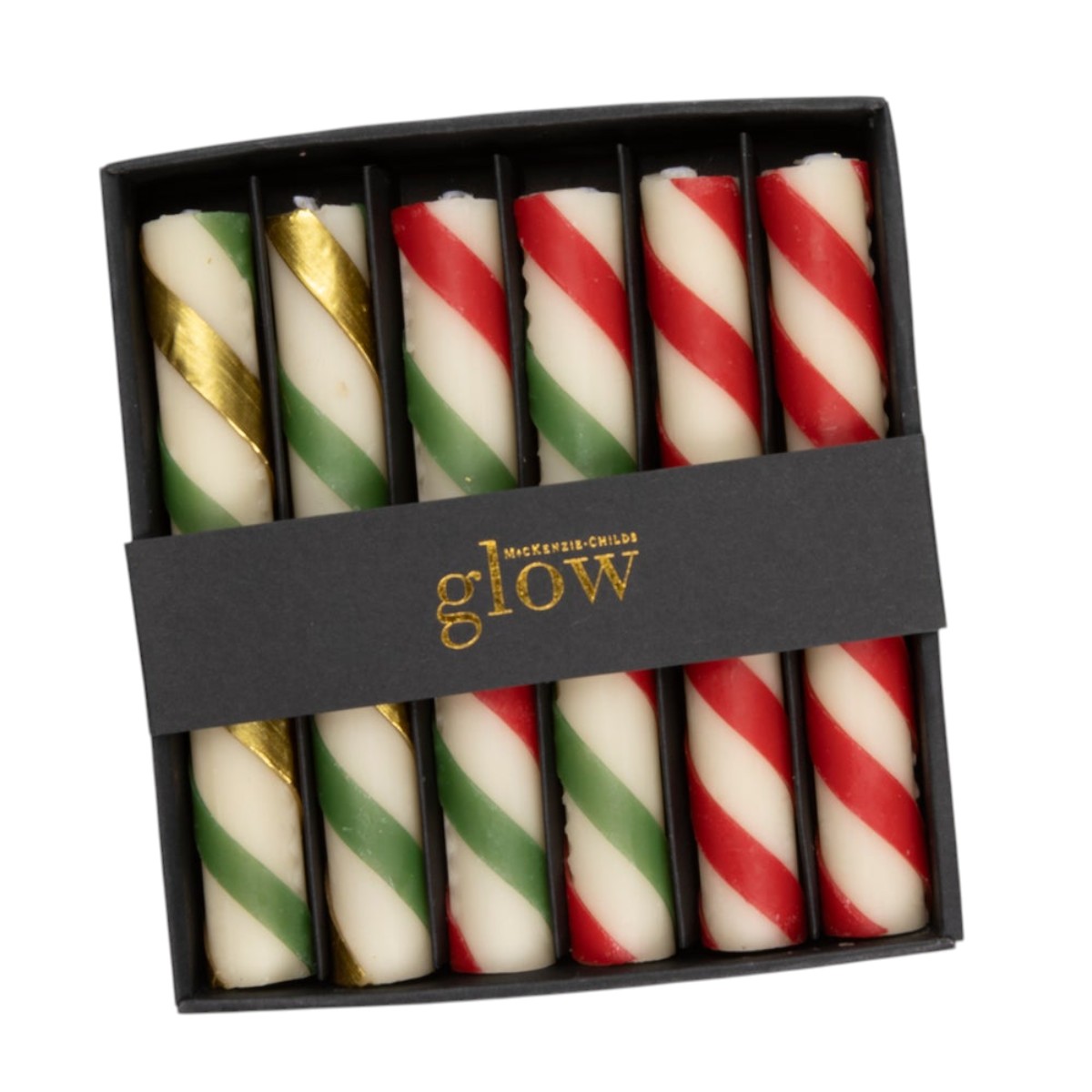 MacKenzie-Childs Mini Candy Cane Dinner Candles, Set of 6