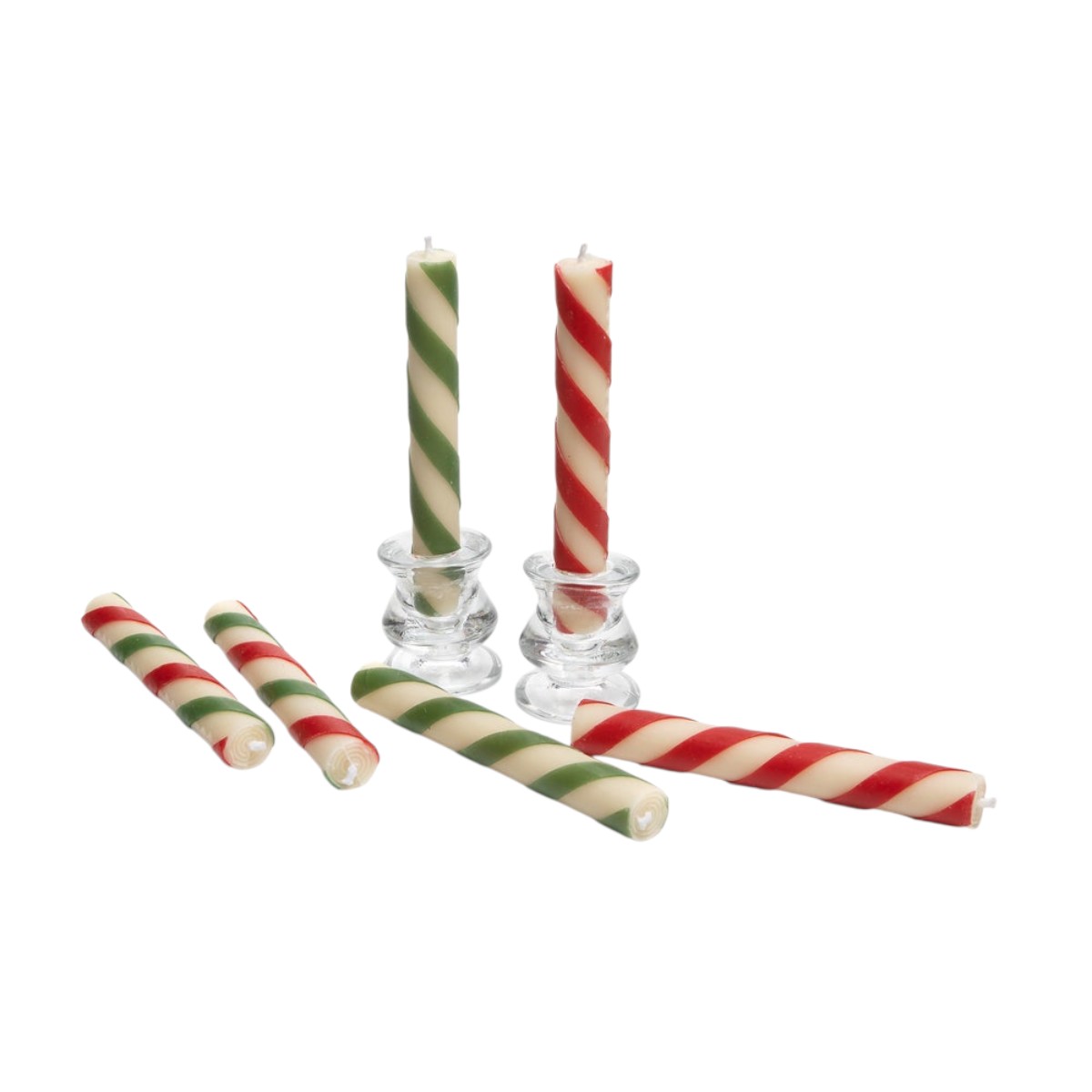 MacKenzie-Childs Mini Candy Cane Dinner Candles, Set of 6