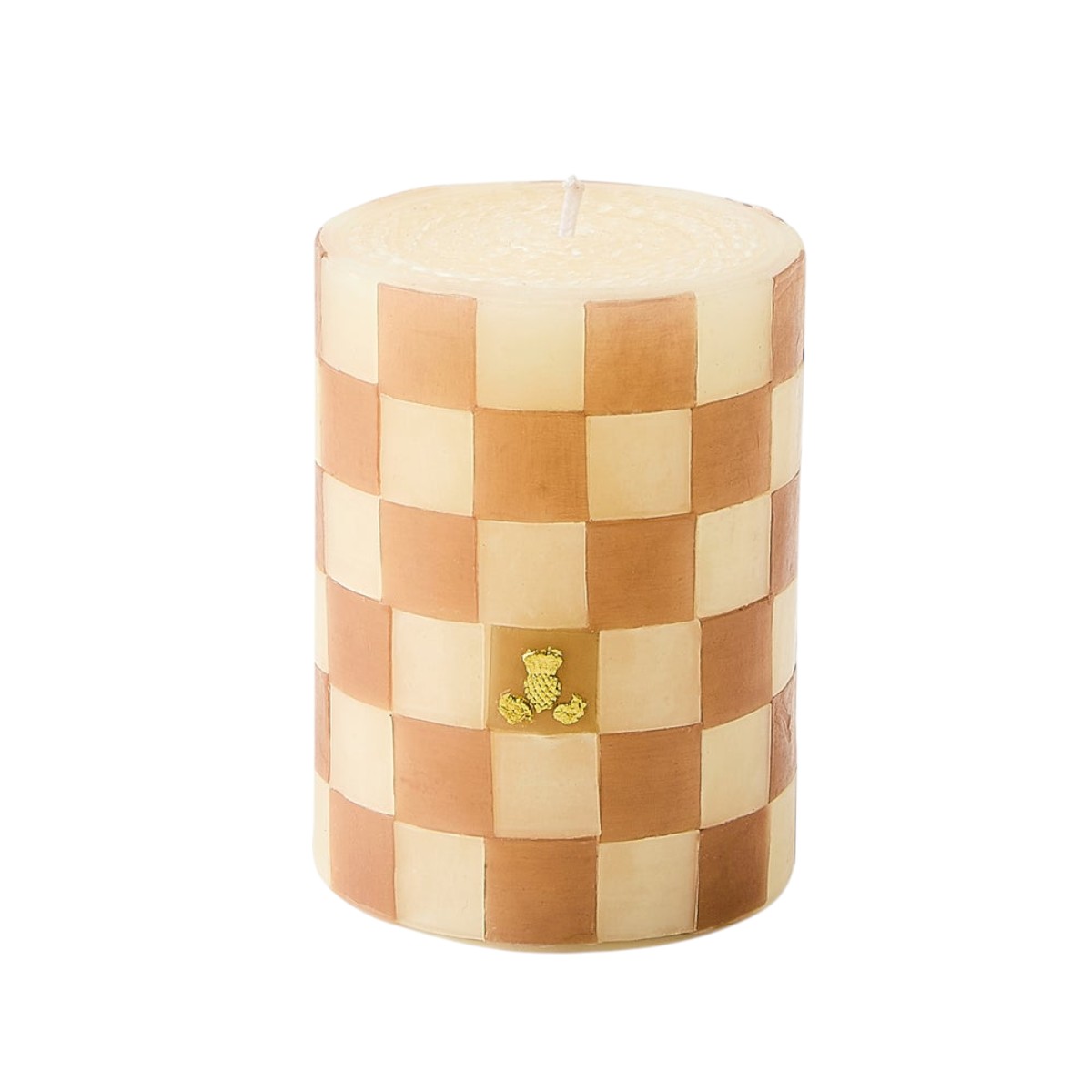MacKenzie-Childs Mocha Check Pillar Candle, 4