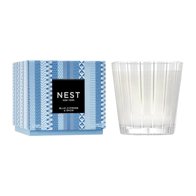 Nest Blue Cypress and Snow Candle, 3-Wick