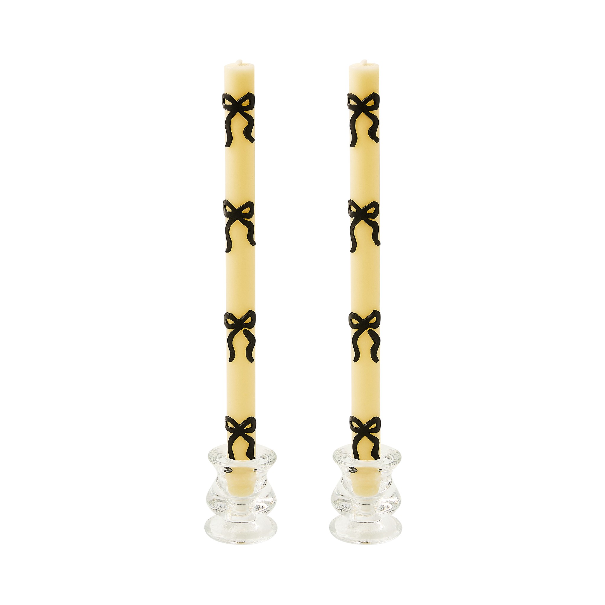 MacKenzie-Childs Black Bow Dinner Candles, Set of 2