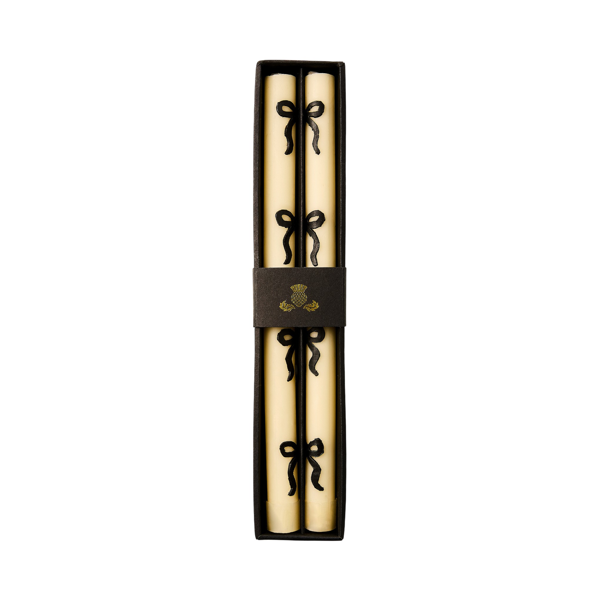 MacKenzie-Childs Black Bow Dinner Candles, Set of 2