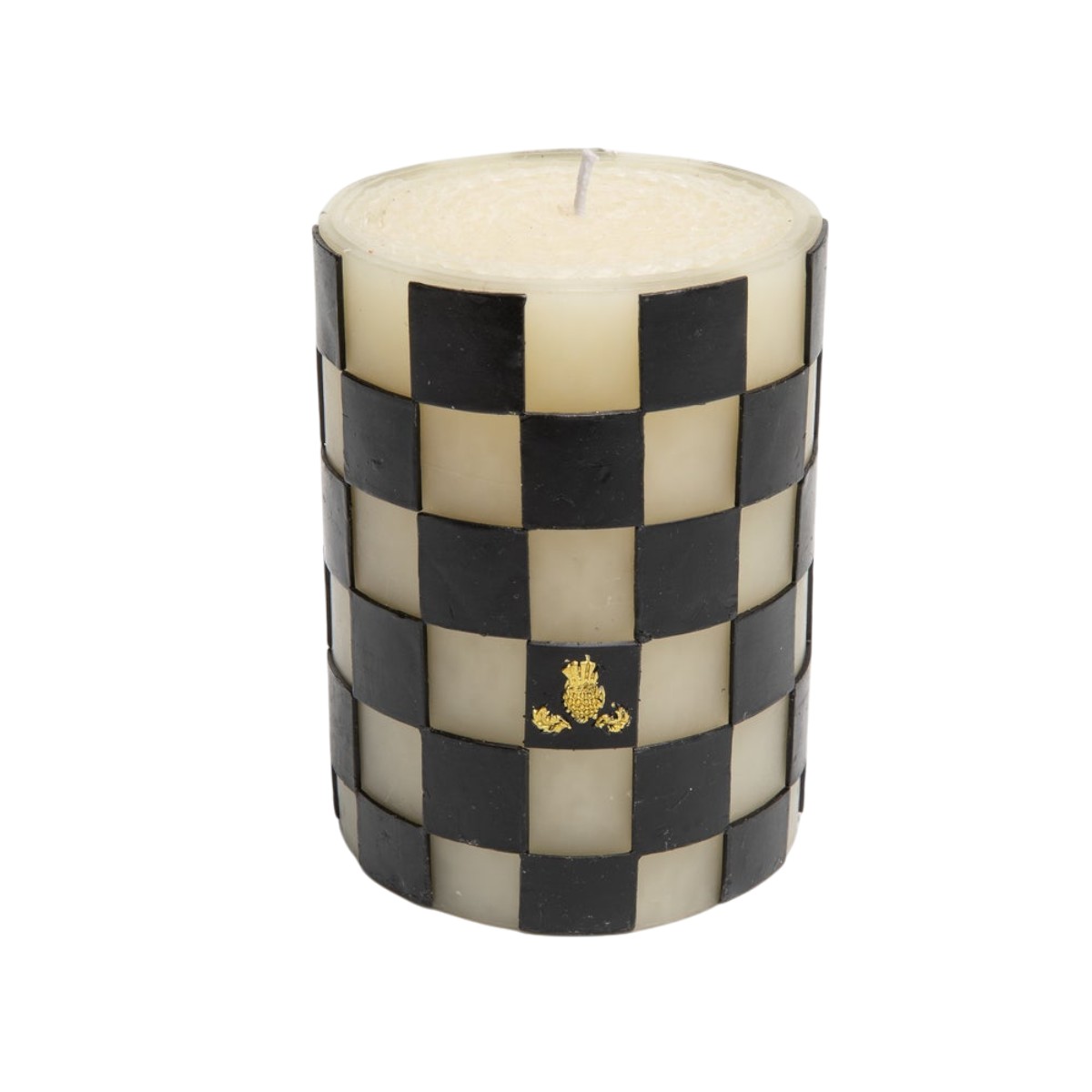 MacKenzie-Childs Check Black Pillar Candle, 4