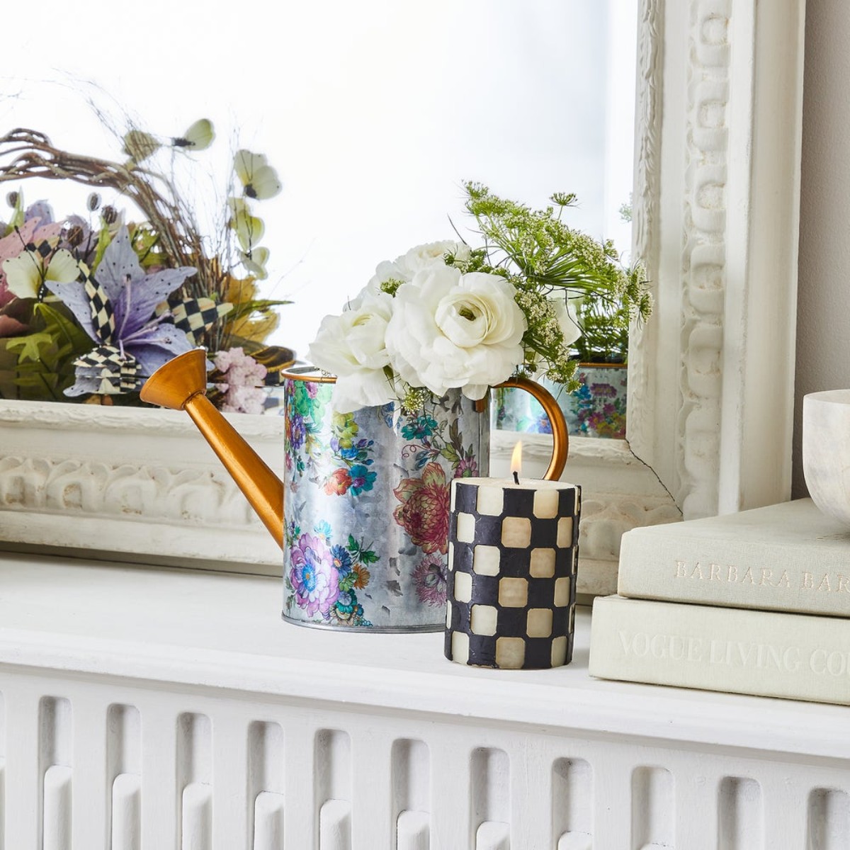 MacKenzie-Childs Check Black Pillar Candle, 4
