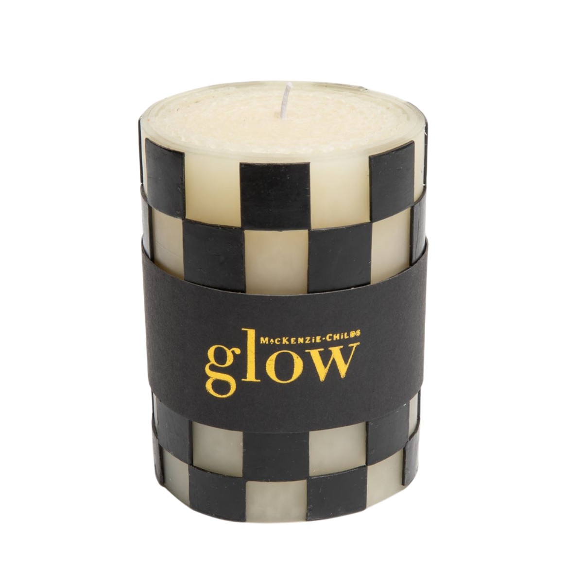 MacKenzie-Childs Check Black Pillar Candle, 4