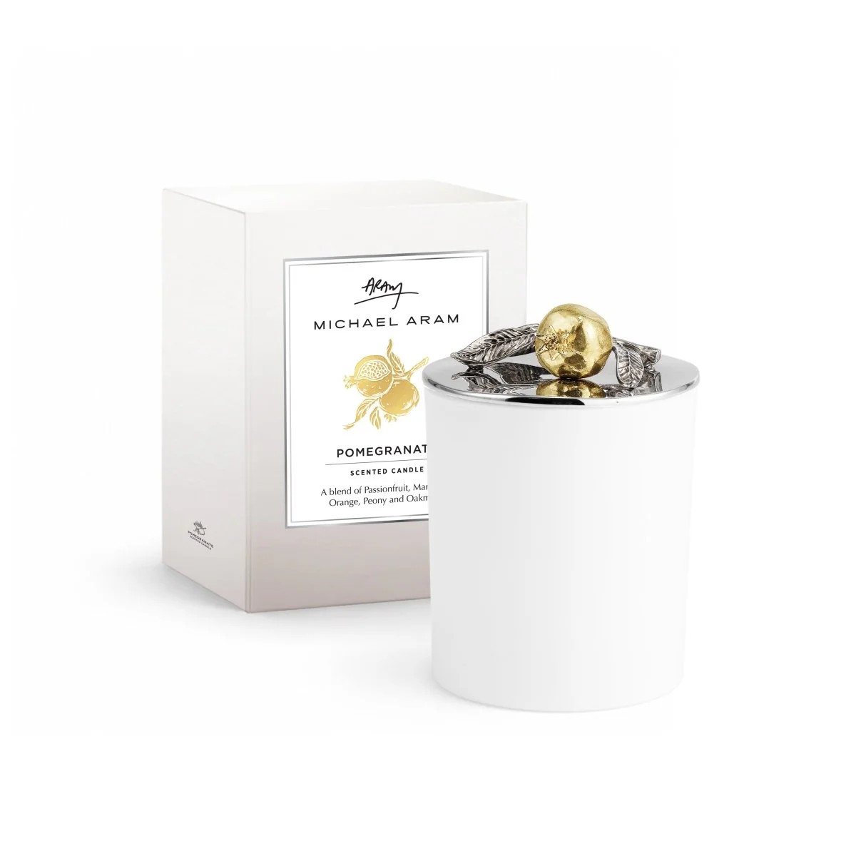Michael Aram Pomegranate Silver and Gold Scented Candle, 8oz.
