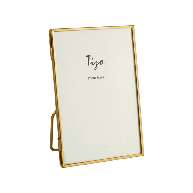 Tizo Ultra Slim Gold Tone Brass Photo Frame, 4x4