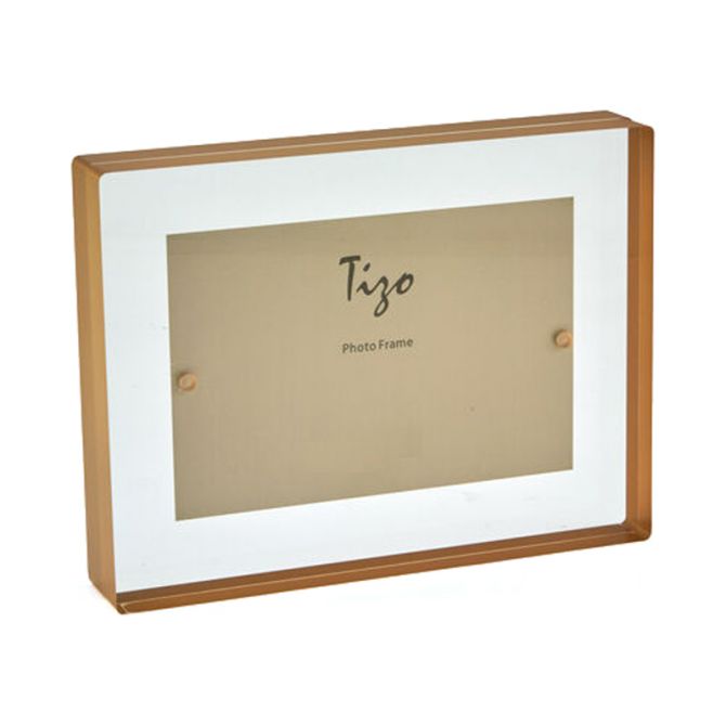 Tizo Acrylic Gold Tone Block Border Frame, 5x7