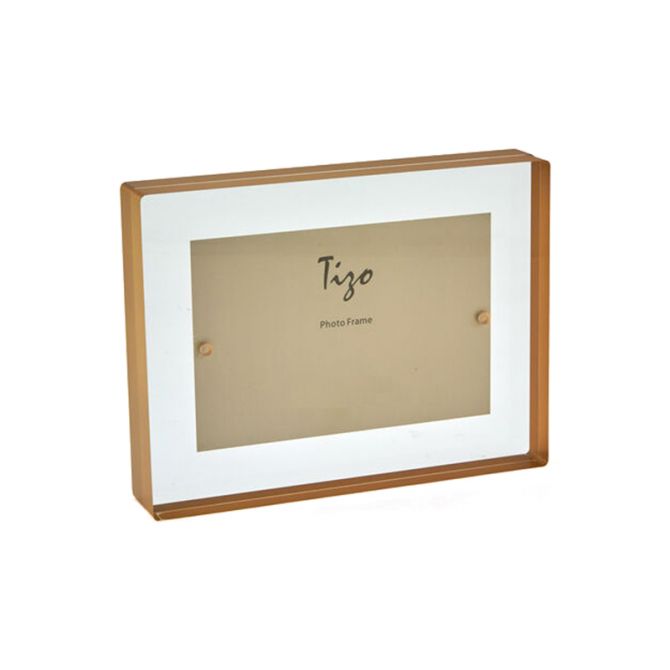 Tizo Acrylic Gold Tone Block Border Frame, 4x6