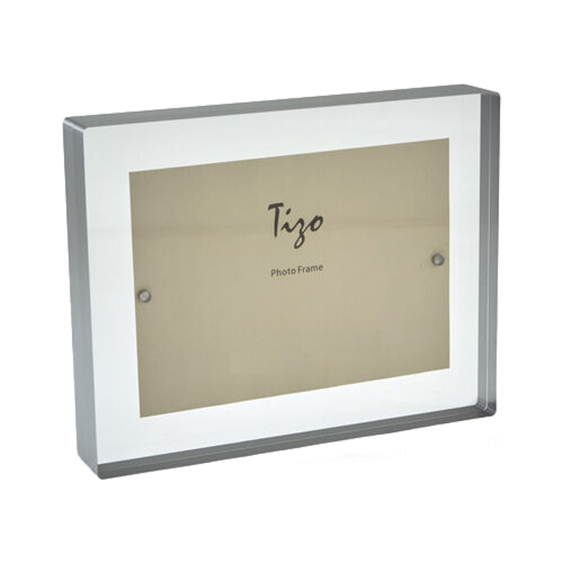 Tizo Acrylic Silver Tone Block Border Frame, 5x7