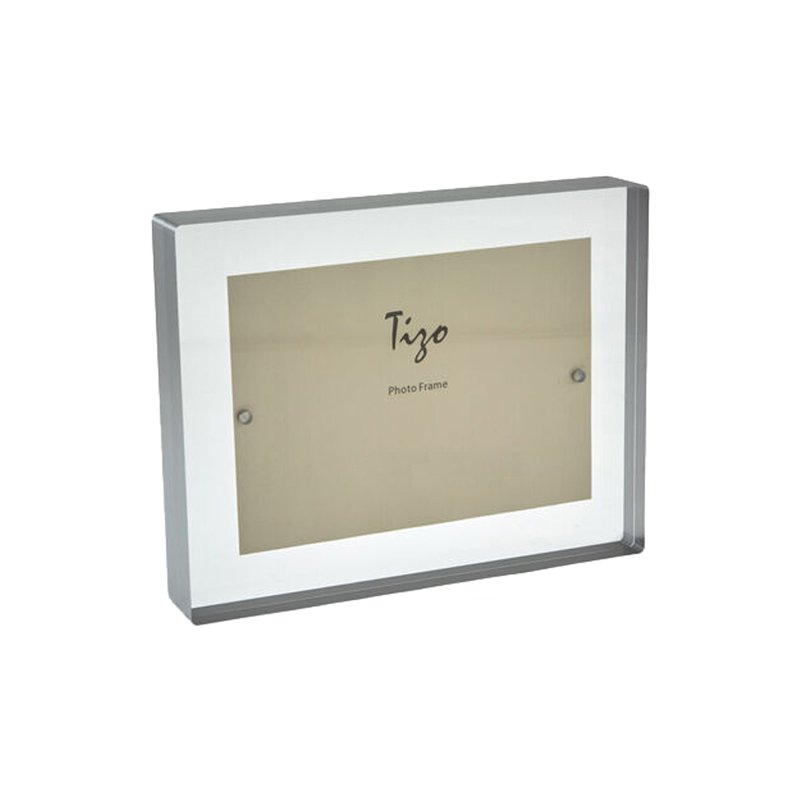 Tizo Acrylic Silver Tone Block Border Frame, 4x6
