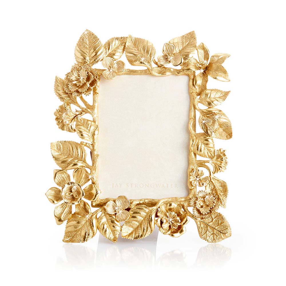 Jay Strongwater Maeve Dutch Floral 5x7 Frame, Gold SPF5882292