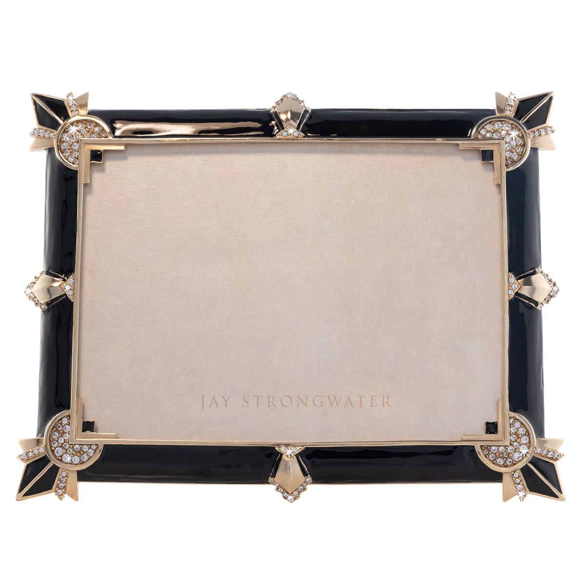 Jay Strongwater Geraldine Art Deco 5x7 Frame, Black Onyx
