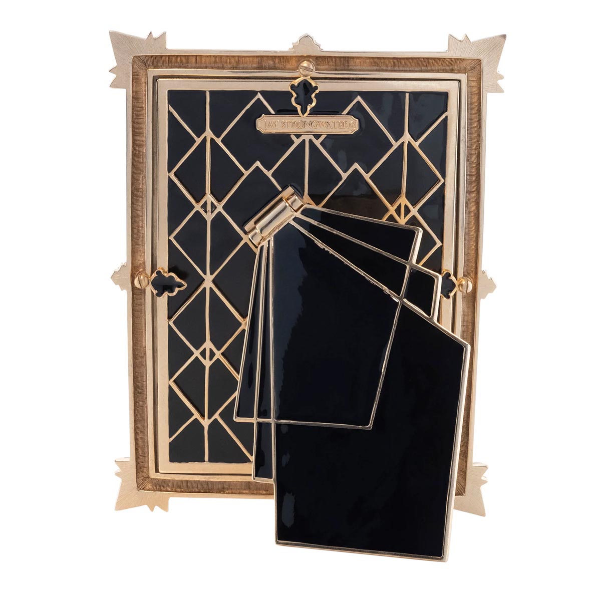 Jay Strongwater Geraldine Art Deco 5x7 Frame, Black Onyx